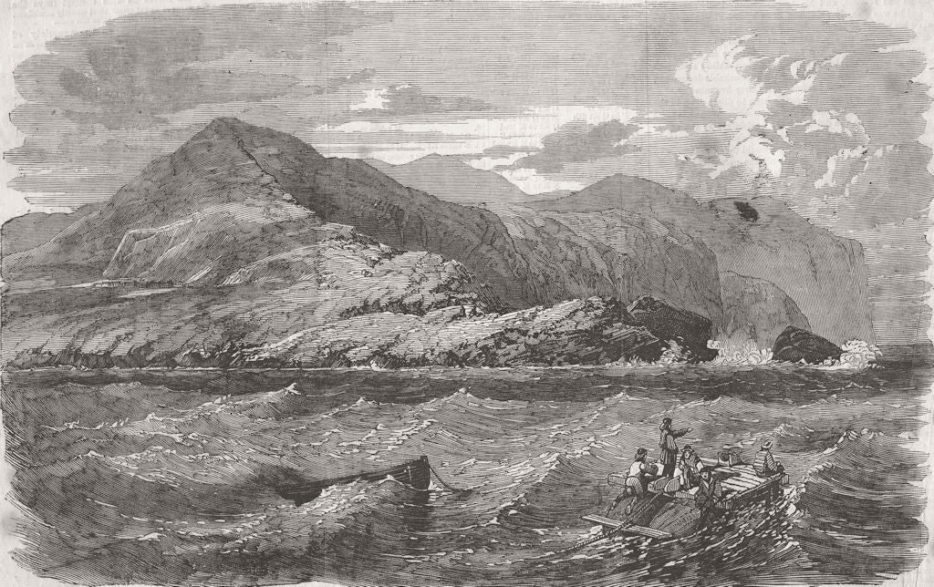 IRELAND. Valentia. Boat, Atlantic Telegraph Cable 1858 old antique print